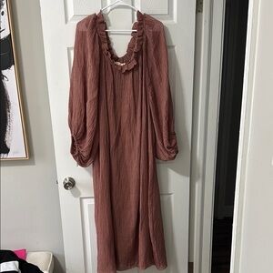 Tory Burch Pink Long Sleeve Bishop Gown/off the shoulder maxi